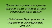 Публичные слушания по проекту решения Думы МО город Ирбит